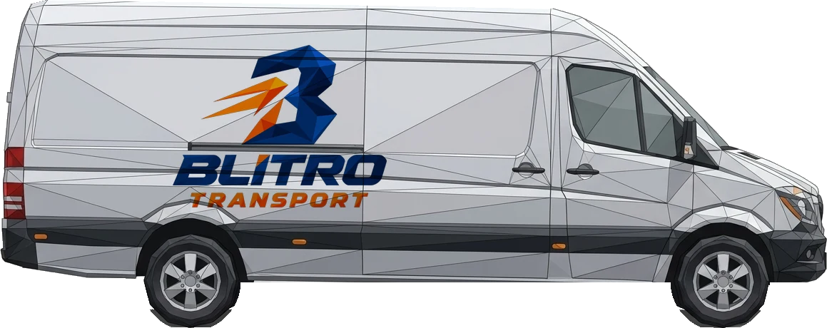 Sprinter von Blitro Transport mit Firmenlogo
